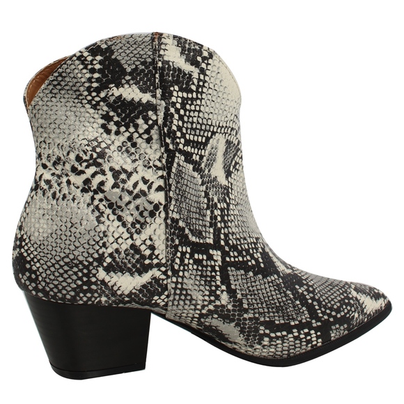 Grey Python Pointy Toe Cowboy Ankle Bootie - Picture 4 of 8